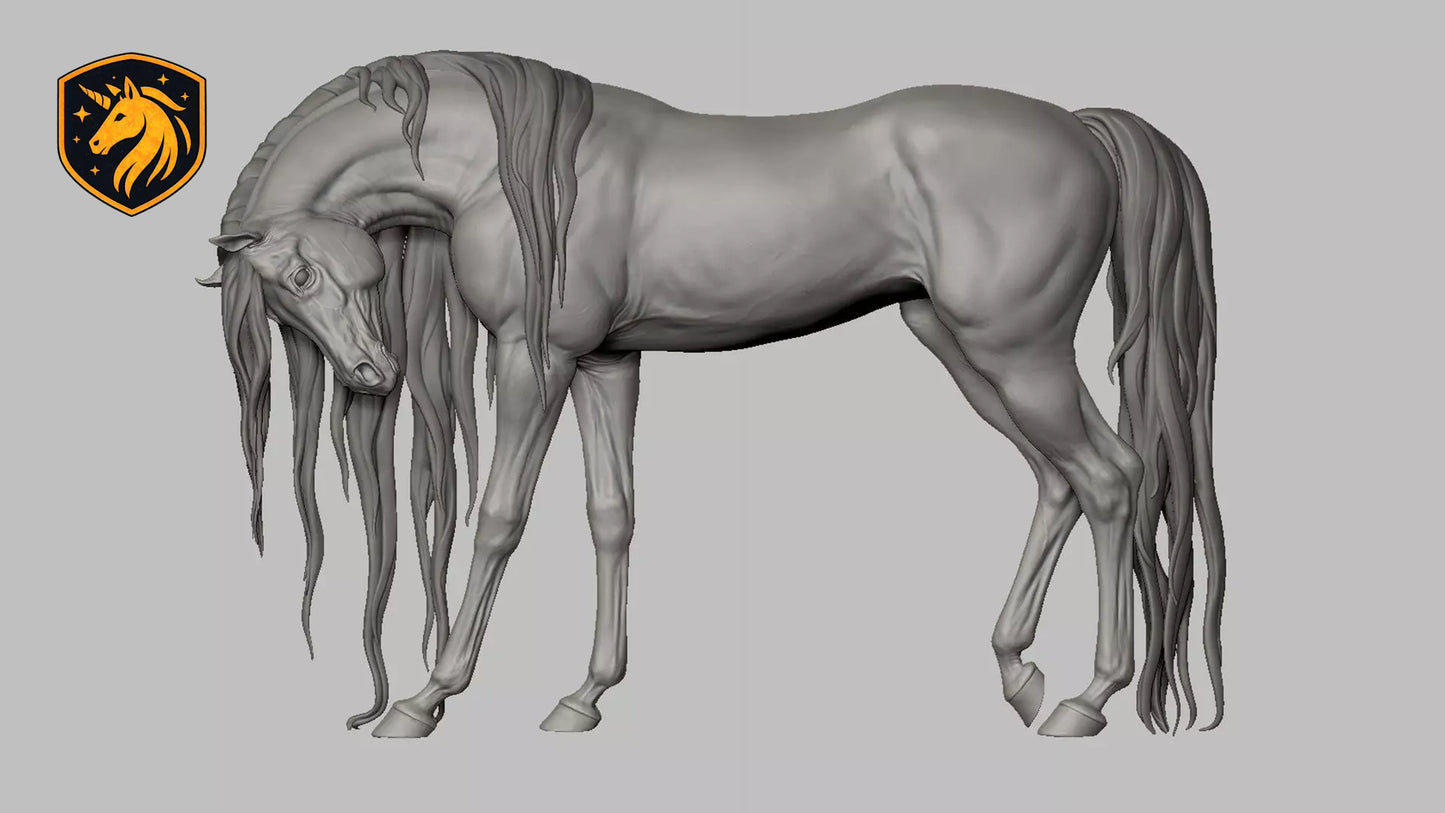Horse Sadness Resin Model | Unpainted ABS White Resin