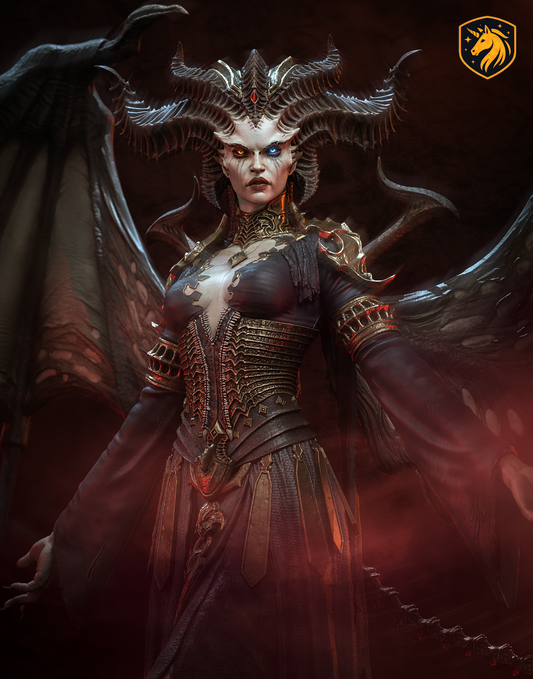 Lilith Diablo Inspired Demon Queen Statue | Winged Succubus Resin Figure | Dark Fantasy Fan Art Kit | Multi-Part Unpainted 3D Printed Model