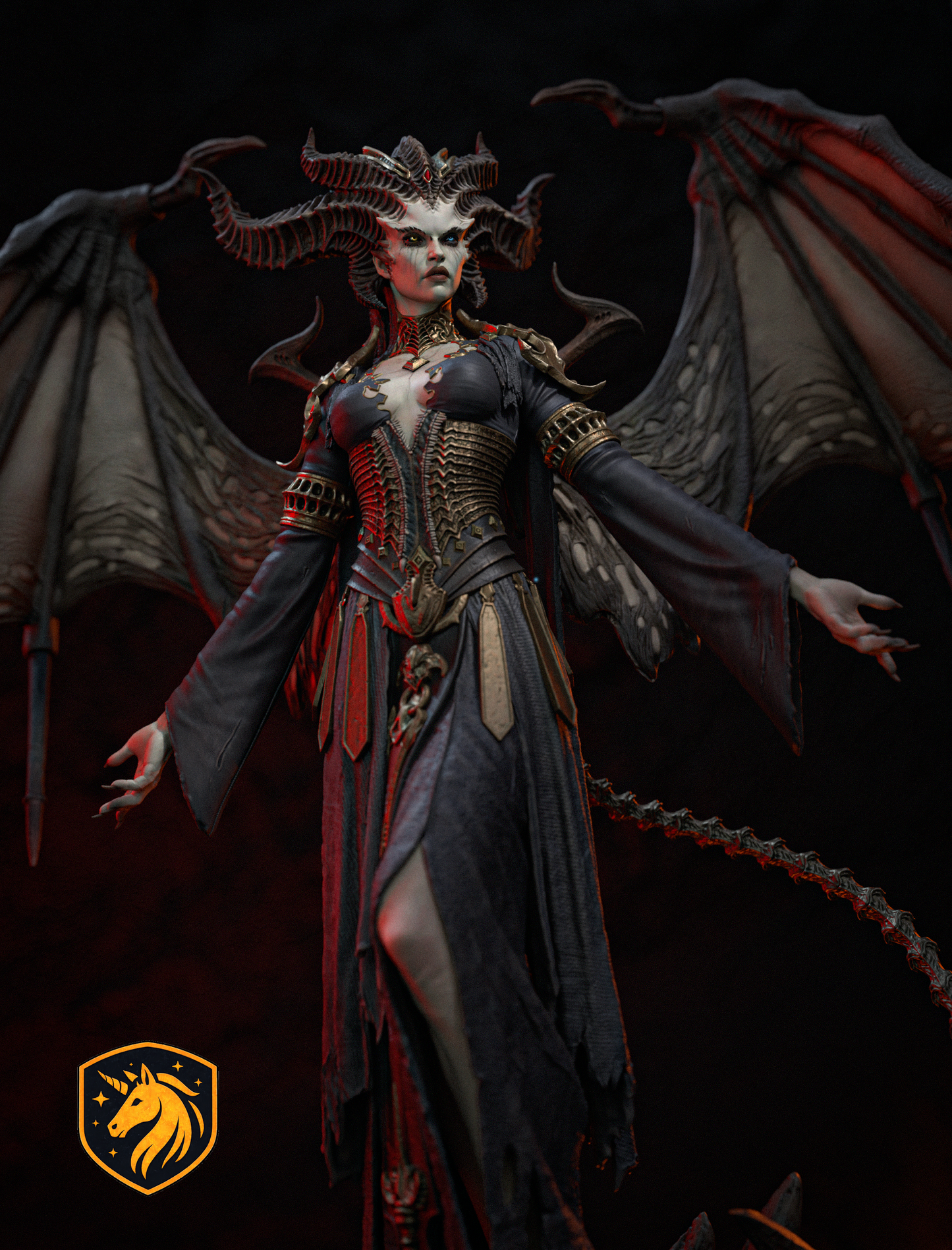 Lilith Diablo Inspired Demon Queen Statue | Winged Succubus Resin Figure | Dark Fantasy Fan Art Kit | Multi-Part Unpainted 3D Printed Model