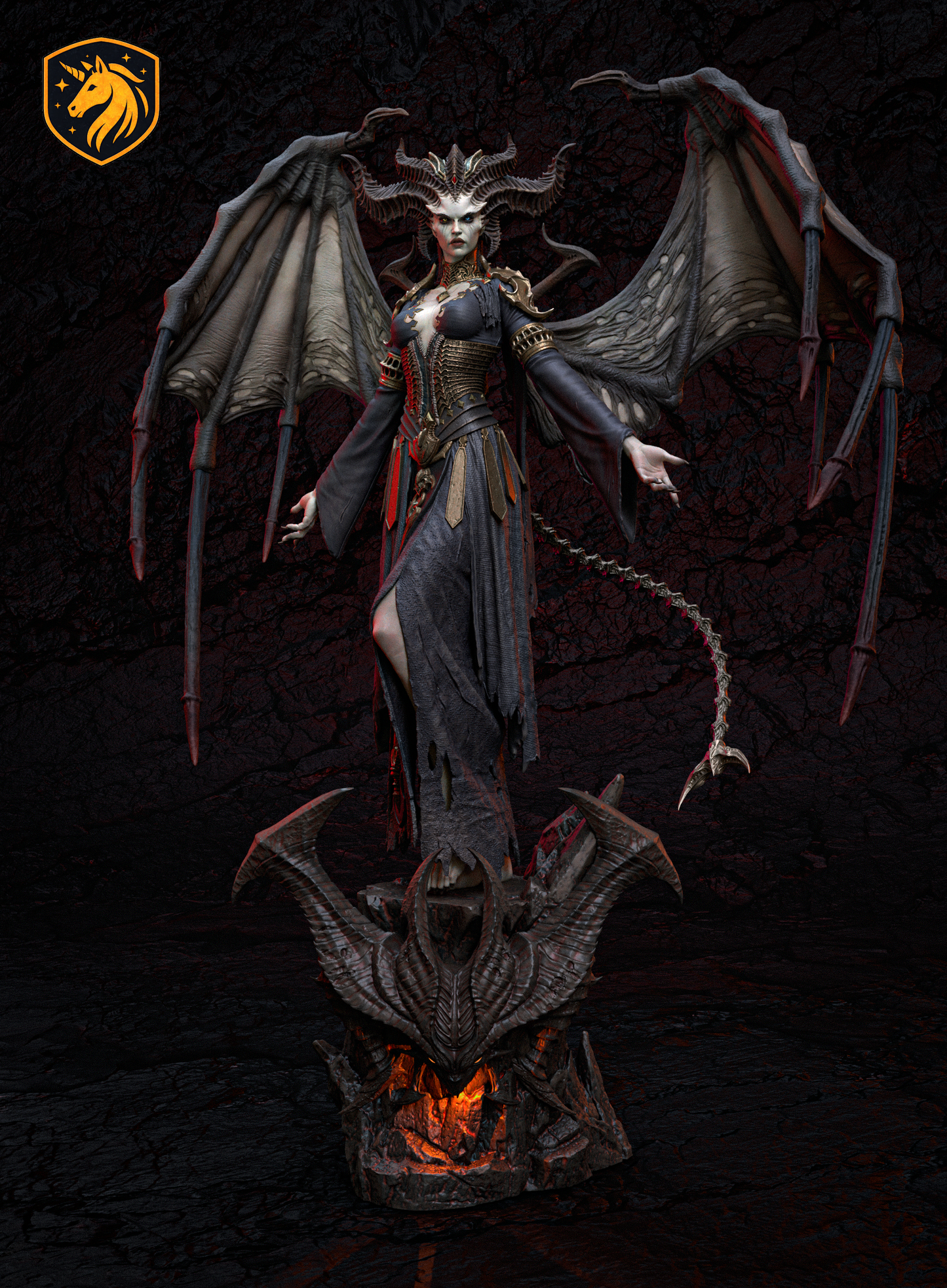 Lilith Diablo Inspired Demon Queen Statue | Winged Succubus Resin Figure | Dark Fantasy Fan Art Kit | Multi-Part Unpainted 3D Printed Model