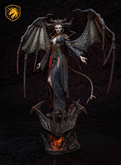 Lilith Diablo Inspired Demon Queen Statue | Winged Succubus Resin Figure | Dark Fantasy Fan Art Kit | Multi-Part Unpainted 3D Printed Model