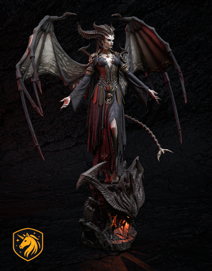 Lilith Diablo Inspired Demon Queen Statue | Winged Succubus Resin Figure | Dark Fantasy Fan Art Kit | Multi-Part Unpainted 3D Printed Model