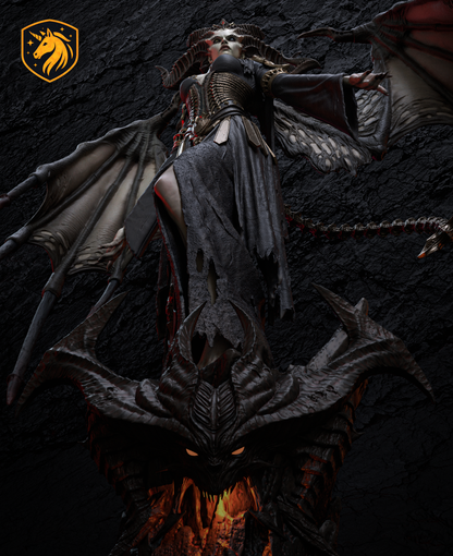 Lilith Diablo Inspired Demon Queen Statue | Winged Succubus Resin Figure | Dark Fantasy Fan Art Kit | Multi-Part Unpainted 3D Printed Model