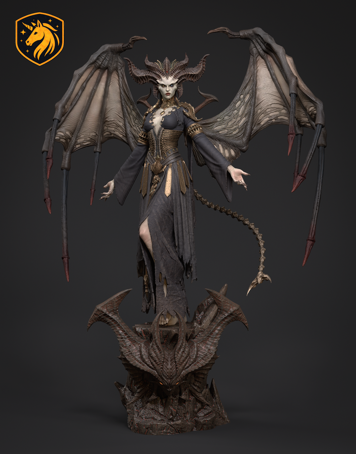 Lilith Diablo Inspired Demon Queen Statue | Winged Succubus Resin Figure | Dark Fantasy Fan Art Kit | Multi-Part Unpainted 3D Printed Model