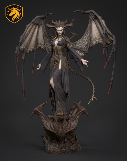 Lilith Diablo Inspired Demon Queen Statue | Winged Succubus Resin Figure | Dark Fantasy Fan Art Kit | Multi-Part Unpainted 3D Printed Model