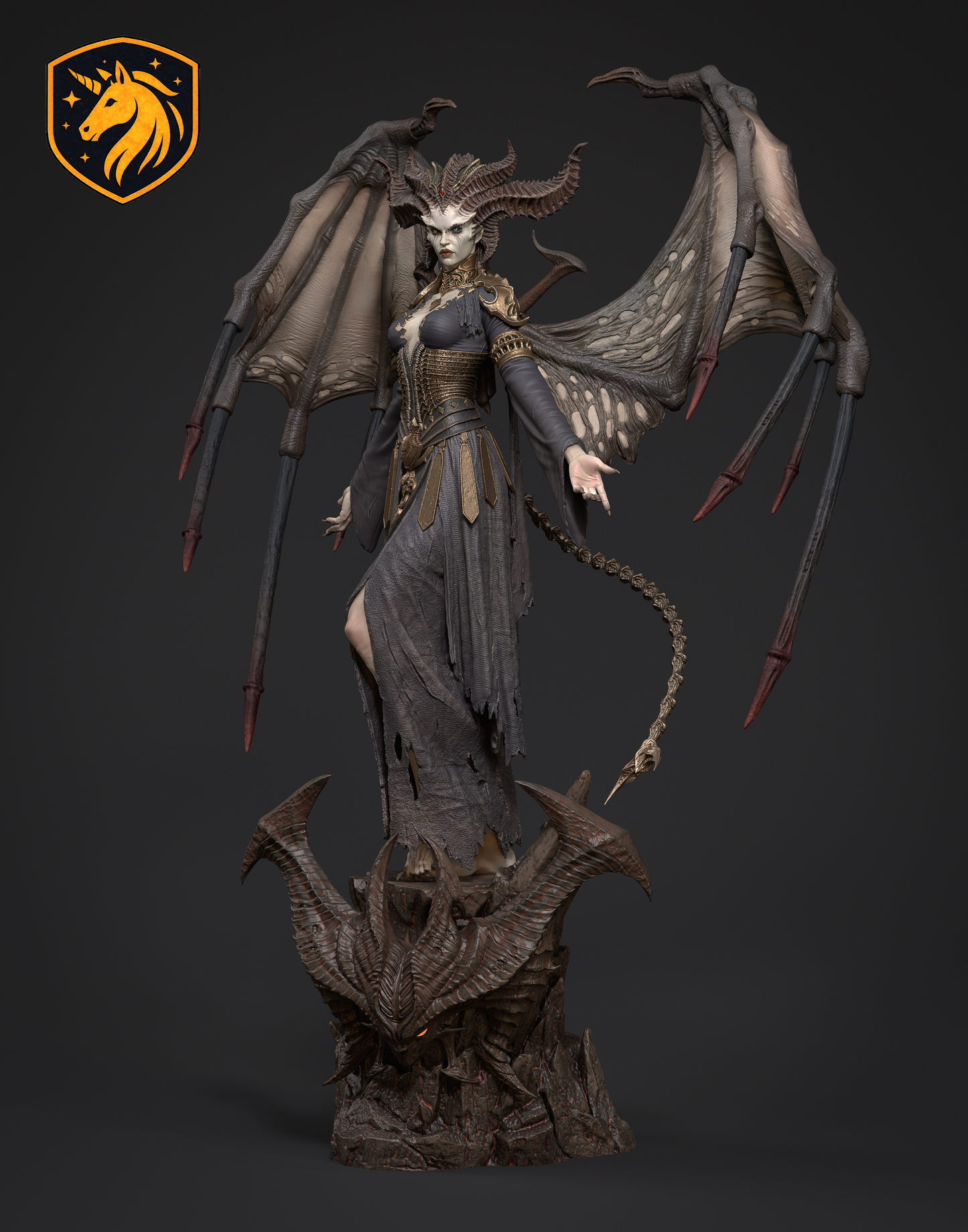 Lilith Diablo Inspired Demon Queen Statue | Winged Succubus Resin Figure | Dark Fantasy Fan Art Kit | Multi-Part Unpainted 3D Printed Model