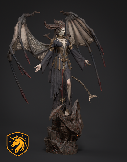 Lilith Diablo Inspired Demon Queen Statue | Winged Succubus Resin Figure | Dark Fantasy Fan Art Kit | Multi-Part Unpainted 3D Printed Model