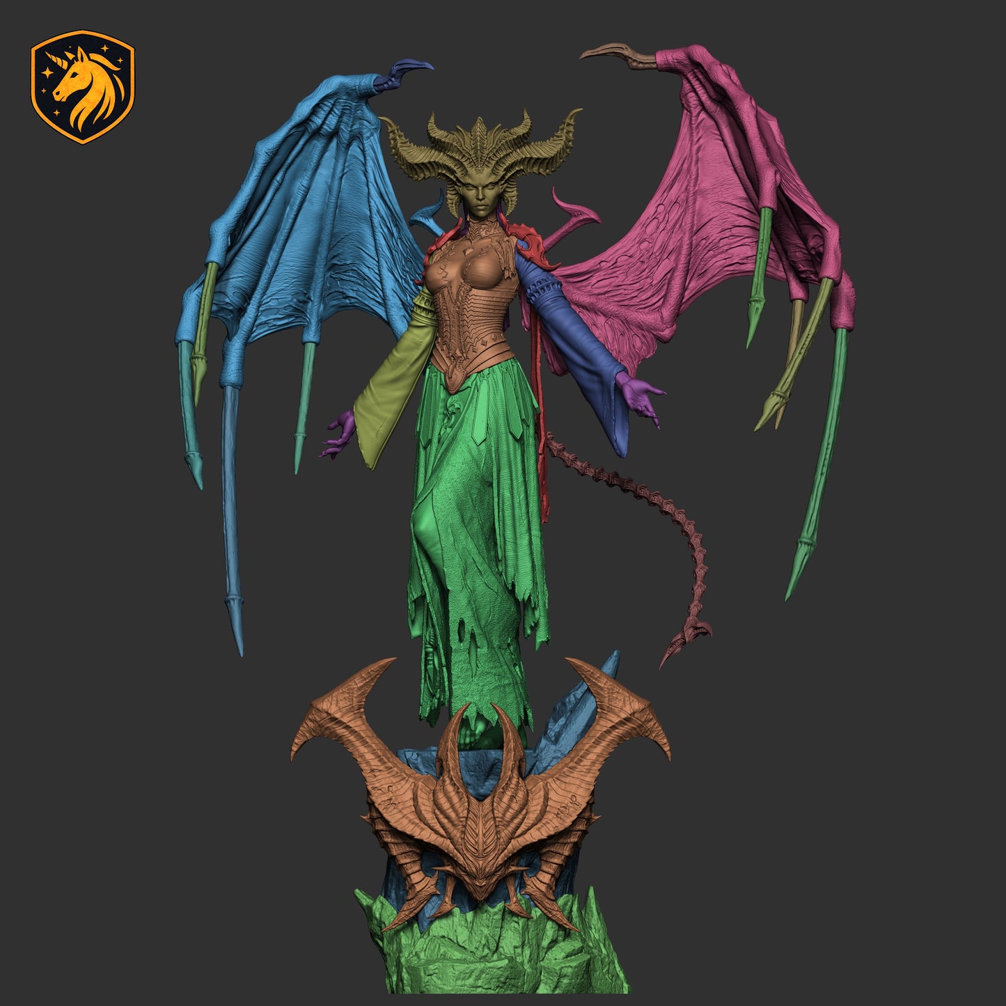 Lilith Diablo Inspired Demon Queen Statue | Winged Succubus Resin Figure | Dark Fantasy Fan Art Kit | Multi-Part Unpainted 3D Printed Model