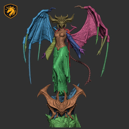 Lilith Diablo Inspired Demon Queen Statue | Winged Succubus Resin Figure | Dark Fantasy Fan Art Kit | Multi-Part Unpainted 3D Printed Model