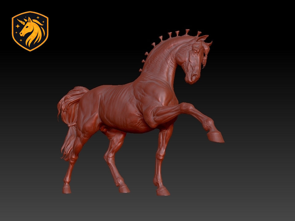 Andalusian Stallion – Elevated Collected Trot | Unpainted Resin Equine Model