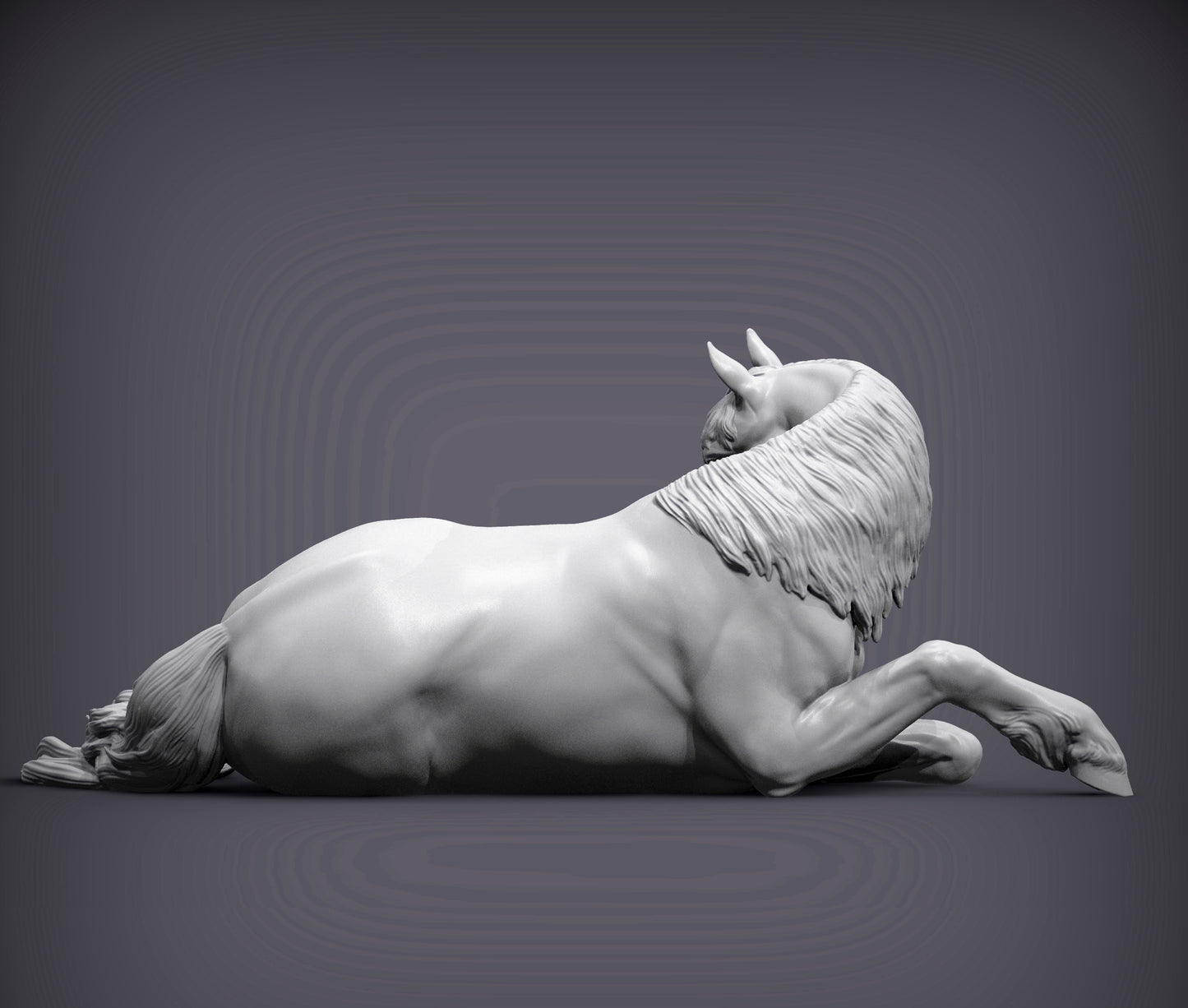 Percheron Horse (Lying Down) – Unpainted 3D Print | ABS White Resin