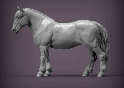 Percheron Horse (Standing Pose) – Unpainted 3D Print | ABS White Resin