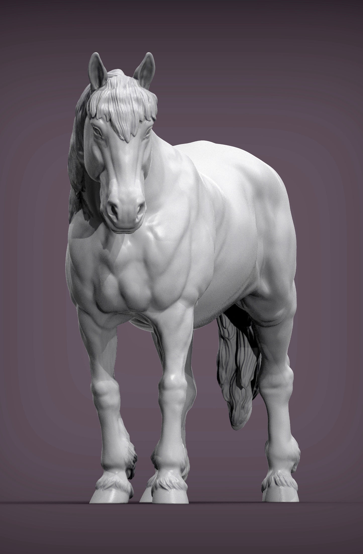 Percheron Horse (Standing Pose) – Unpainted 3D Print | ABS White Resin