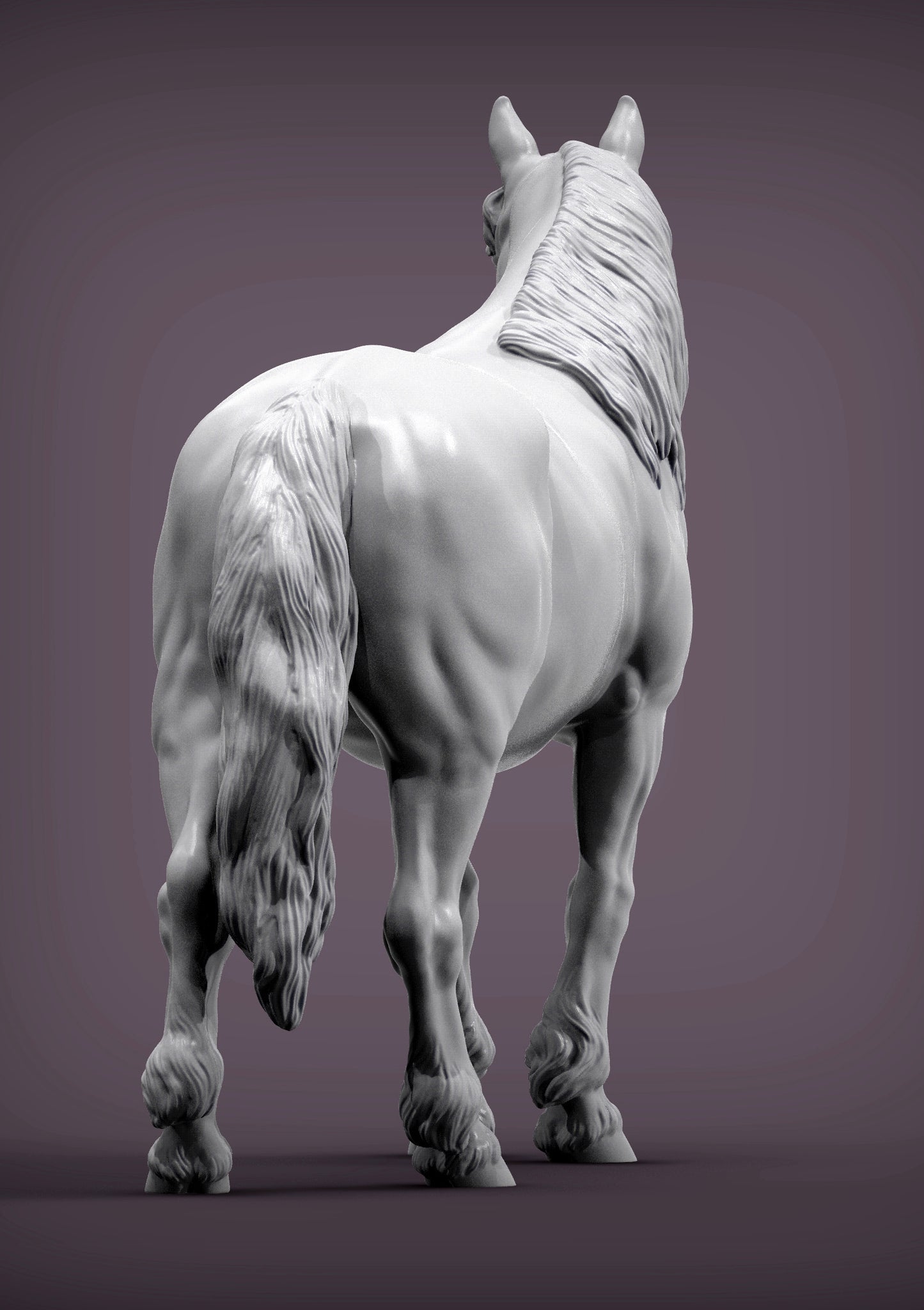 Percheron Horse (Standing Pose) – Unpainted 3D Print | ABS White Resin