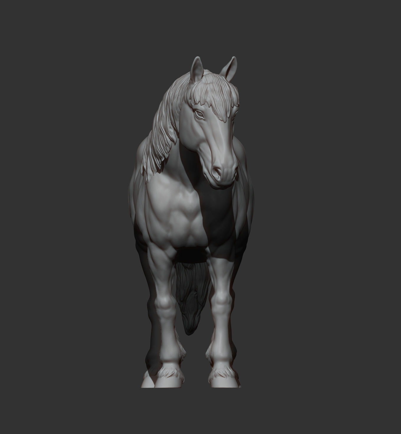 Percheron Horse (Standing Pose) – Unpainted 3D Print | ABS White Resin
