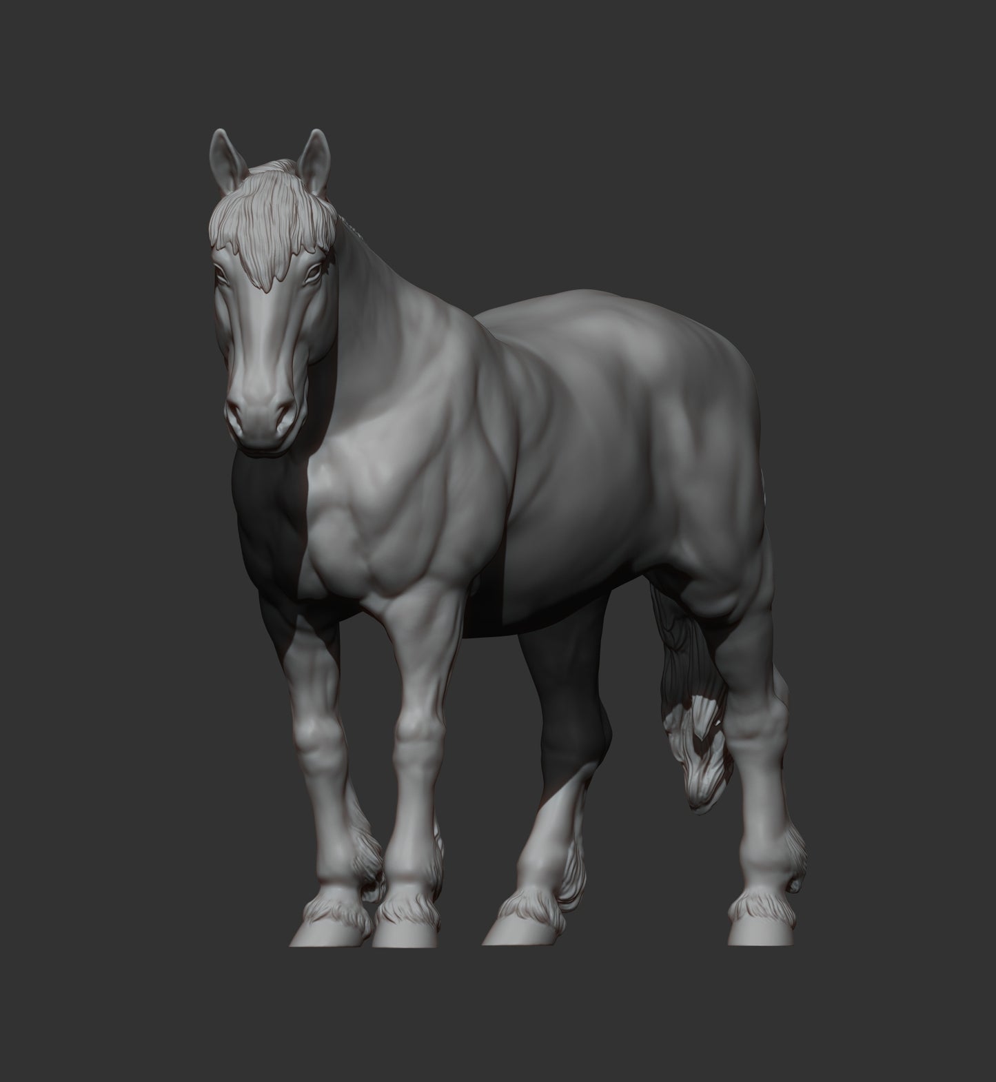 Percheron Horse (Standing Pose) – Unpainted 3D Print | ABS White Resin
