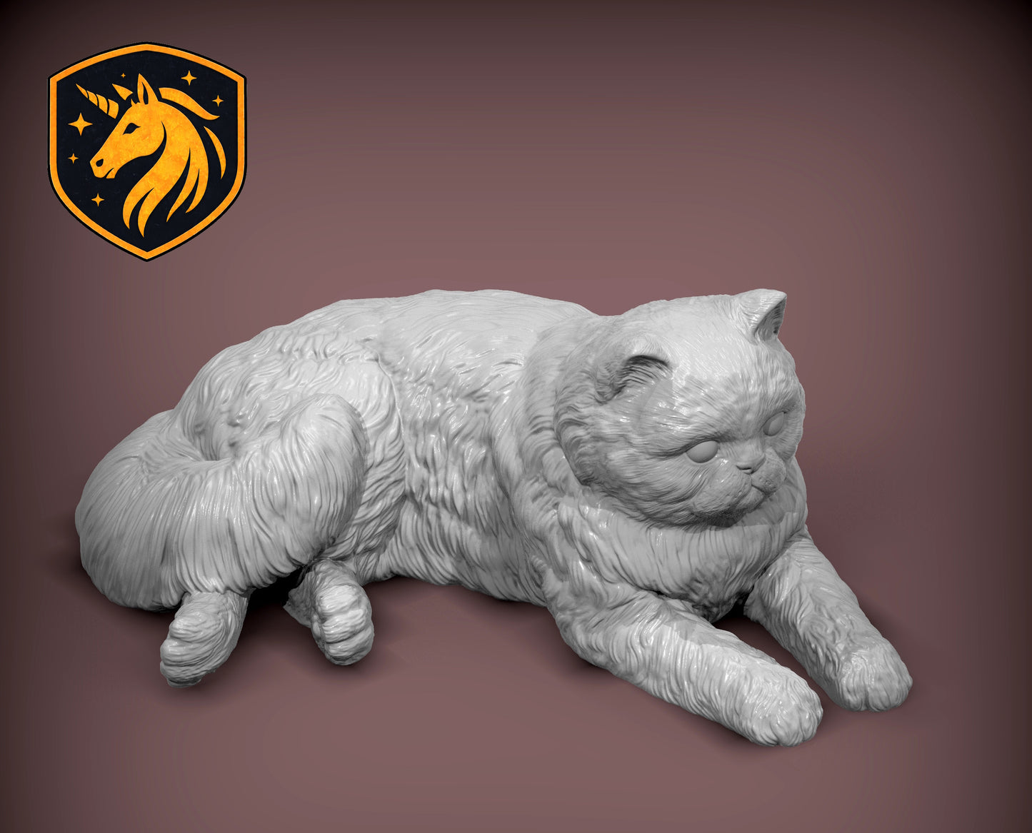 Persian Cat Lying Pose – Unpainted ABS Resin Model, Realistic Long-Haired Cat Sculpture, Collector's Display Piece