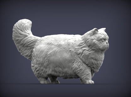 Persian Cat Standing Pose – Unpainted ABS Resin Model, Realistic Long-Haired Cat Sculpture, Collector's Display Piece