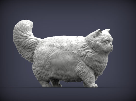 Persian Cat Standing Pose – Unpainted ABS Resin Model, Realistic Long-Haired Cat Sculpture, Collector's Display Piece