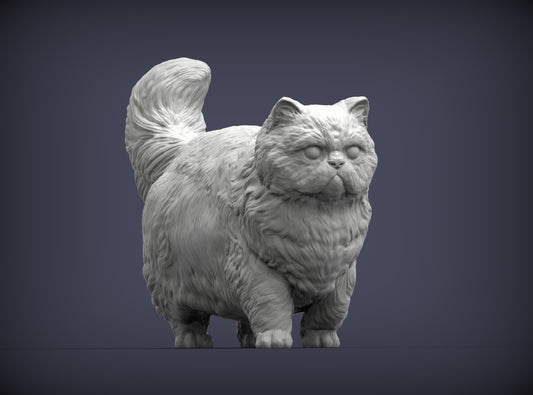 Persian Cat Standing Pose – Unpainted ABS Resin Model, Realistic Long-Haired Cat Sculpture, Collector's Display Piece