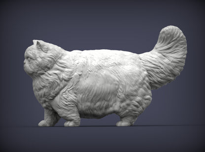 Persian Cat Standing Pose – Unpainted ABS Resin Model, Realistic Long-Haired Cat Sculpture, Collector's Display Piece