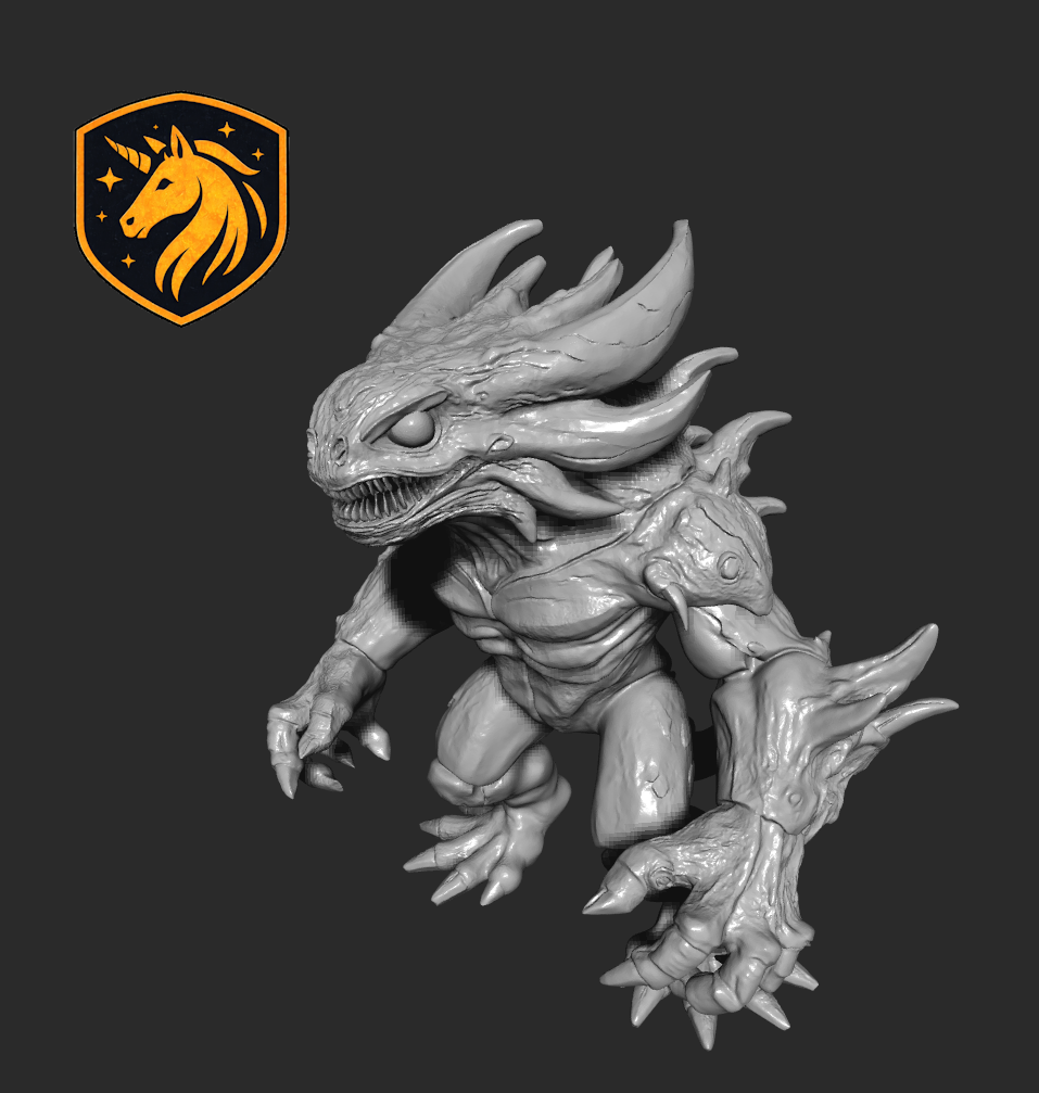Reptilian Brute Miniature | Reptile Monster for D&D & Pathfinder | Unpainted Resin