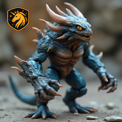 Reptilian Brute Miniature | Reptile Monster for D&D & Pathfinder | Unpainted Resin