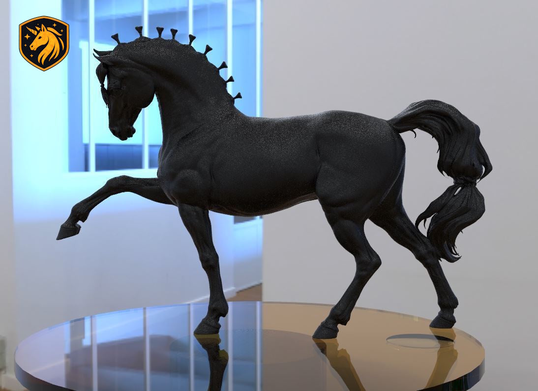 Andalusian Stallion – Elevated Collected Trot | Unpainted Resin Equine Model