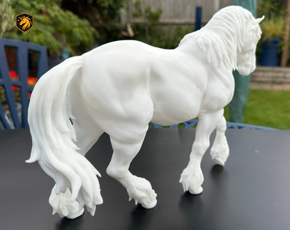 Suffolk Punch Horse Resin Model | 1/6 Scale Available | Unpainted ABS White Resin