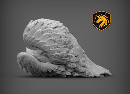 Angel Cat Memorial Sculpture with Optional Urn – Sleeping Cat with Wings, Pet Loss Sympathy Gift | Unpainted ABS Resin Cat Statue