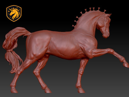 Andalusian Stallion – Elevated Collected Trot | Unpainted Resin Equine Model