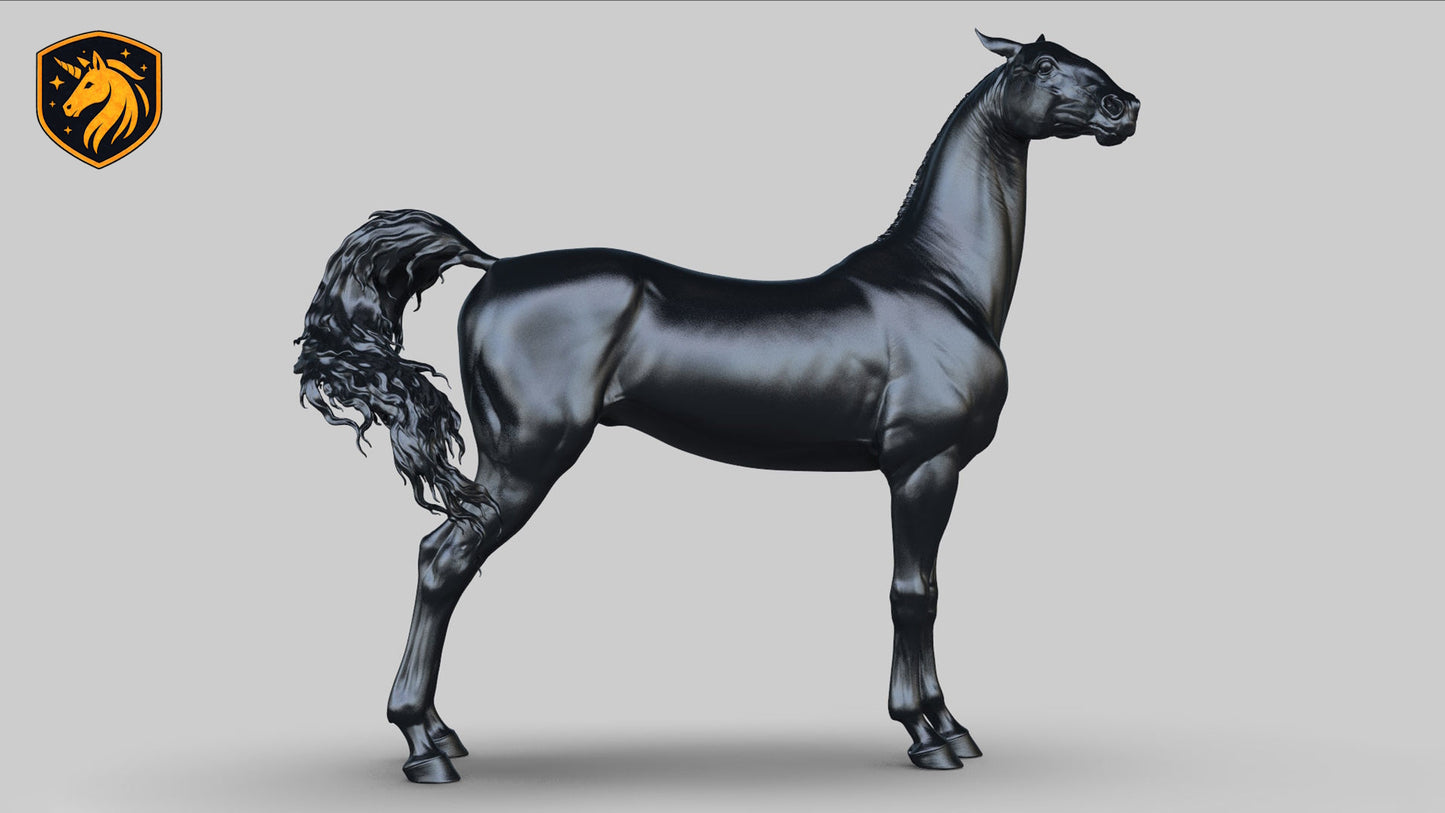Akhal-Teke Horse (Proud Standing Pose) – Unpainted ABS Resin Model | Elegant Equine Sculpture