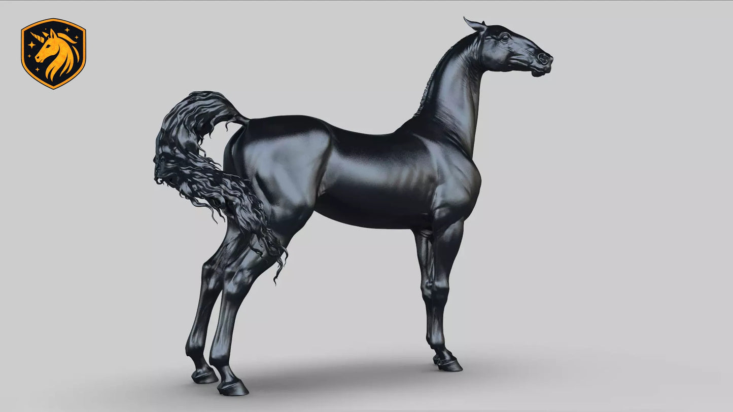 Akhal-Teke Horse (Proud Standing Pose) – Unpainted ABS Resin Model | Elegant Equine Sculpture