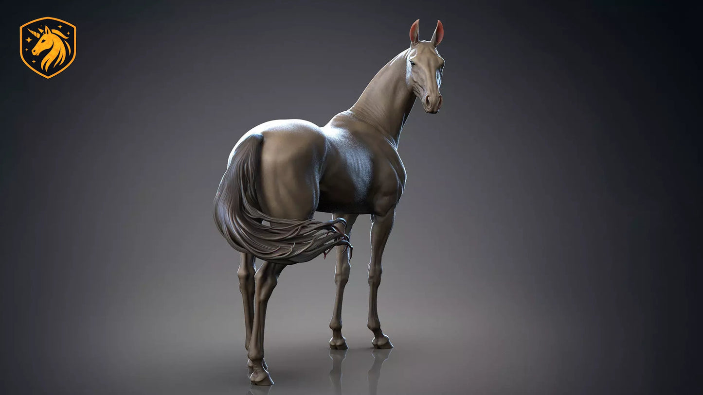Akhal-Teke Horse (Standing Pose) – Unpainted ABS Resin Model | Elegant Equine Sculpture