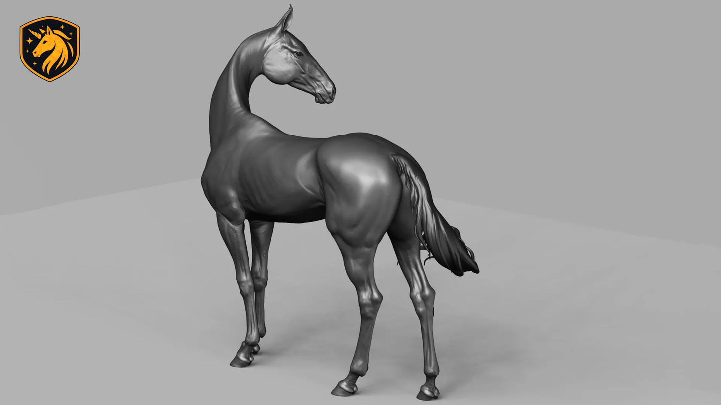 Akhal-Teke Horse (Standing Pose) – Unpainted ABS Resin Model | Elegant Equine Sculpture