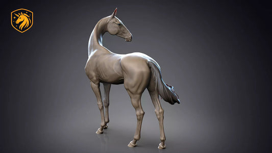 Akhal-Teke Horse (Standing Pose) – Unpainted ABS Resin Model | Elegant Equine Sculpture