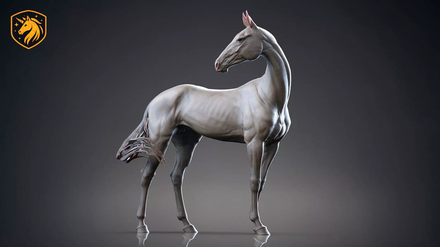 Akhal-Teke Horse (Standing Pose) – Unpainted ABS Resin Model | Elegant Equine Sculpture