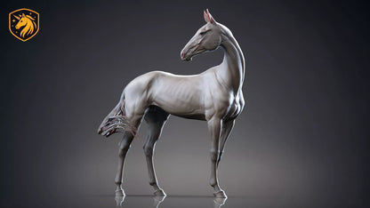 Akhal-Teke Horse (Standing Pose) – Unpainted ABS Resin Model | Elegant Equine Sculpture