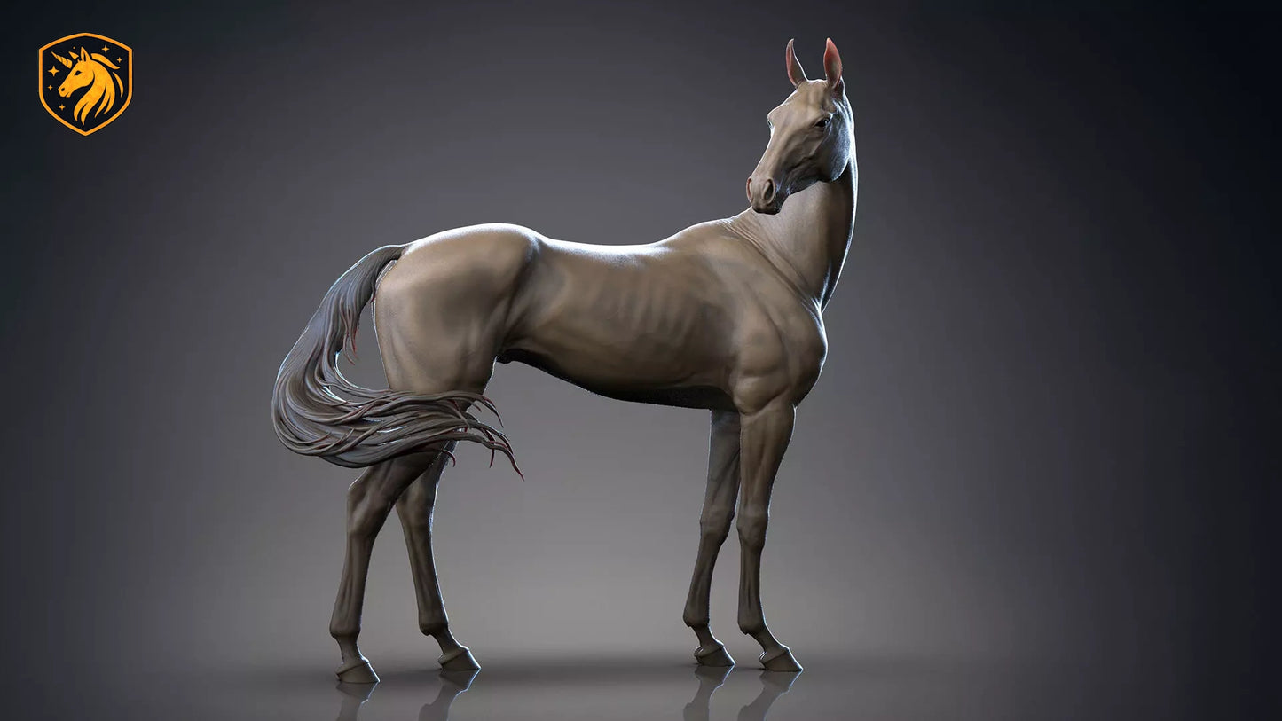 Akhal-Teke Horse (Standing Pose) – Unpainted ABS Resin Model | Elegant Equine Sculpture