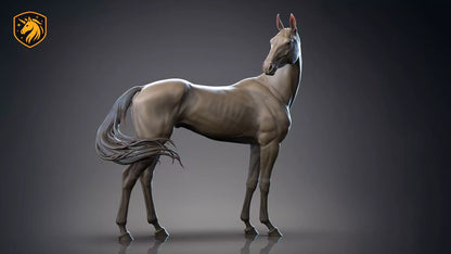 Akhal-Teke Horse (Standing Pose) – Unpainted ABS Resin Model | Elegant Equine Sculpture