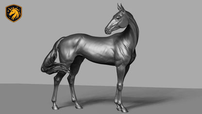Akhal-Teke Horse (Standing Pose) – Unpainted ABS Resin Model | Elegant Equine Sculpture