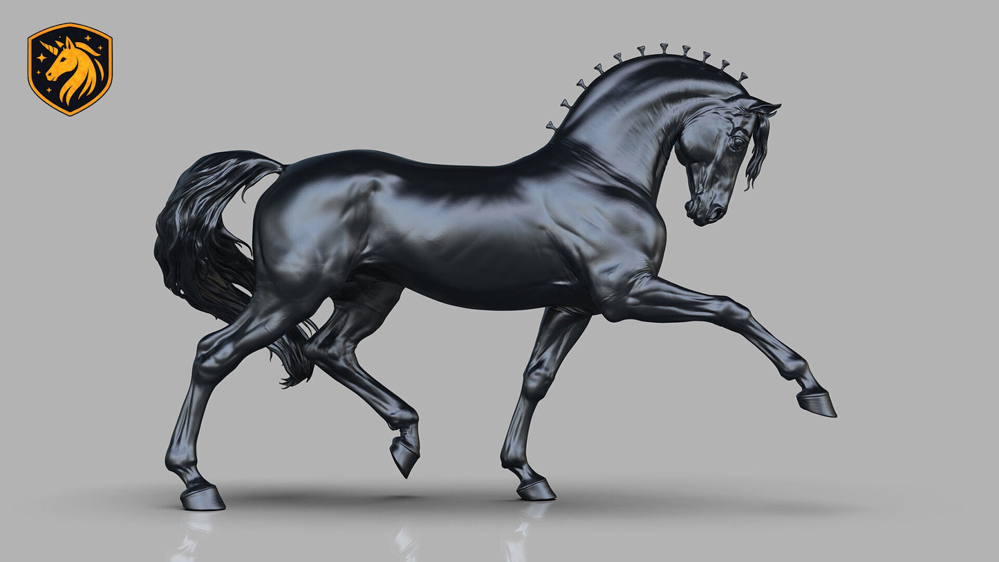 Andalusian Horse (Collected Trot) – Unpainted ABS Resin Model | Realistic Equine Sculpture