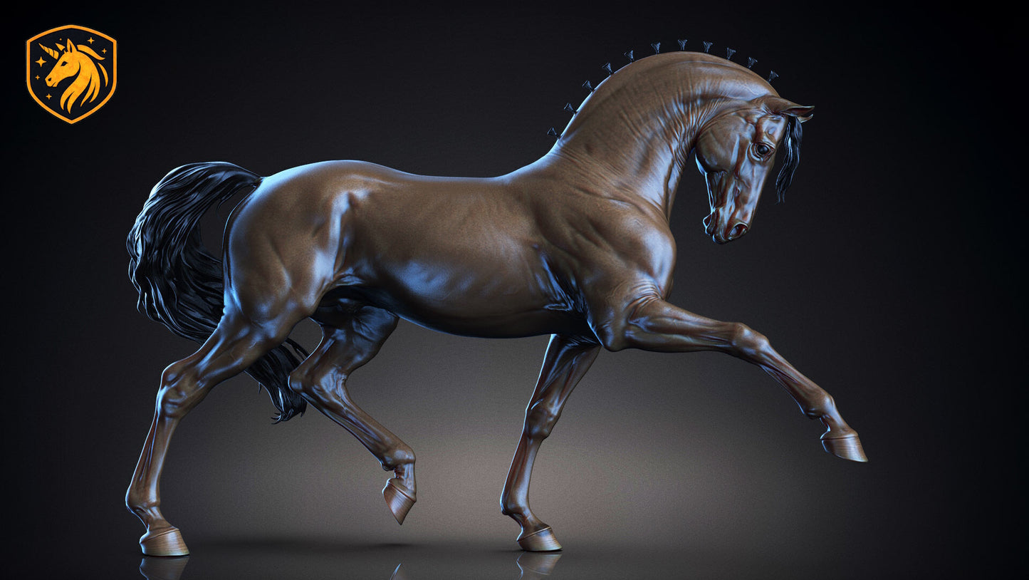 Andalusian Horse (Collected Trot) – Unpainted ABS Resin Model | Realistic Equine Sculpture