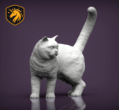 British Shorthair Cat Standing Pose – Unpainted ABS Resin Model, Realistic Cat Sculpture, Collector's Display Piece
