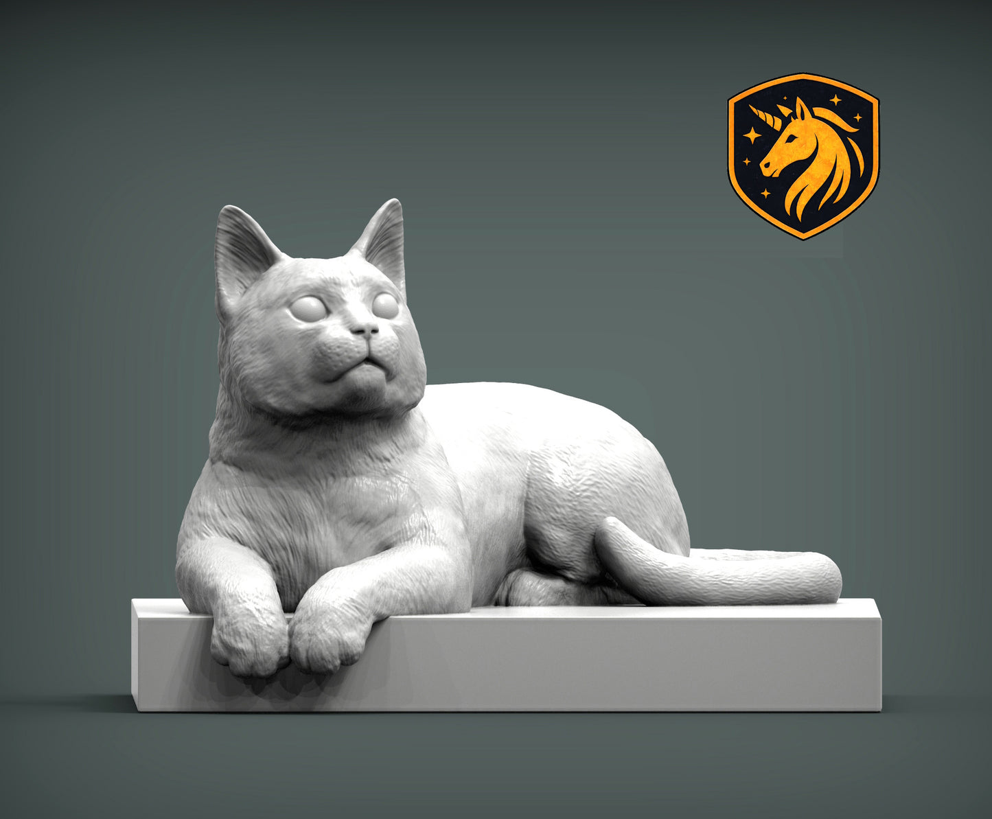 Cat on Plinth Resting Pose – Unpainted ABS Resin Model, Realistic Shelf Cat Sculpture, Hanging Paws Display Piece