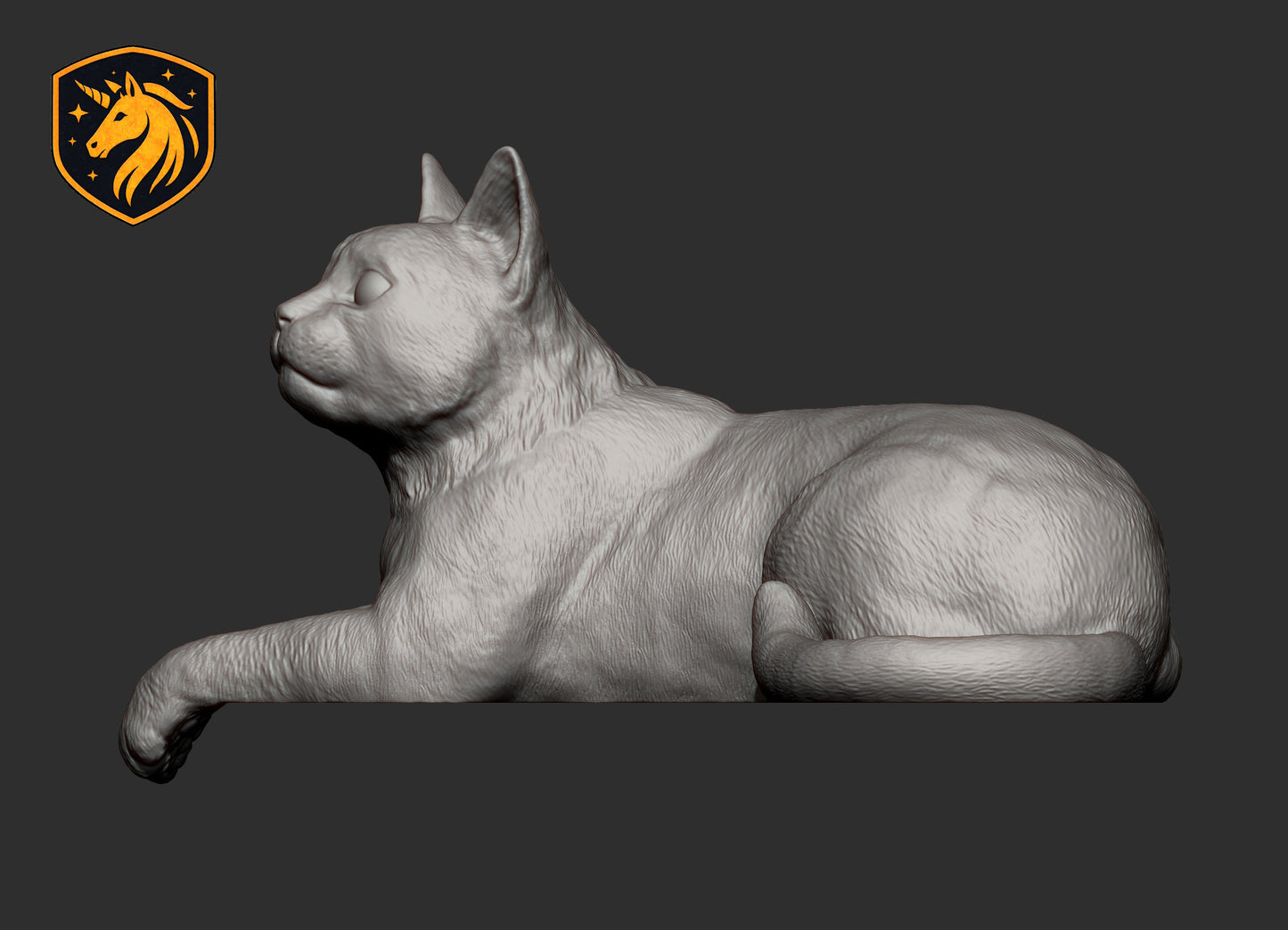 Cat on Plinth Resting Pose – Unpainted ABS Resin Model, Realistic Shelf Cat Sculpture, Hanging Paws Display Piece