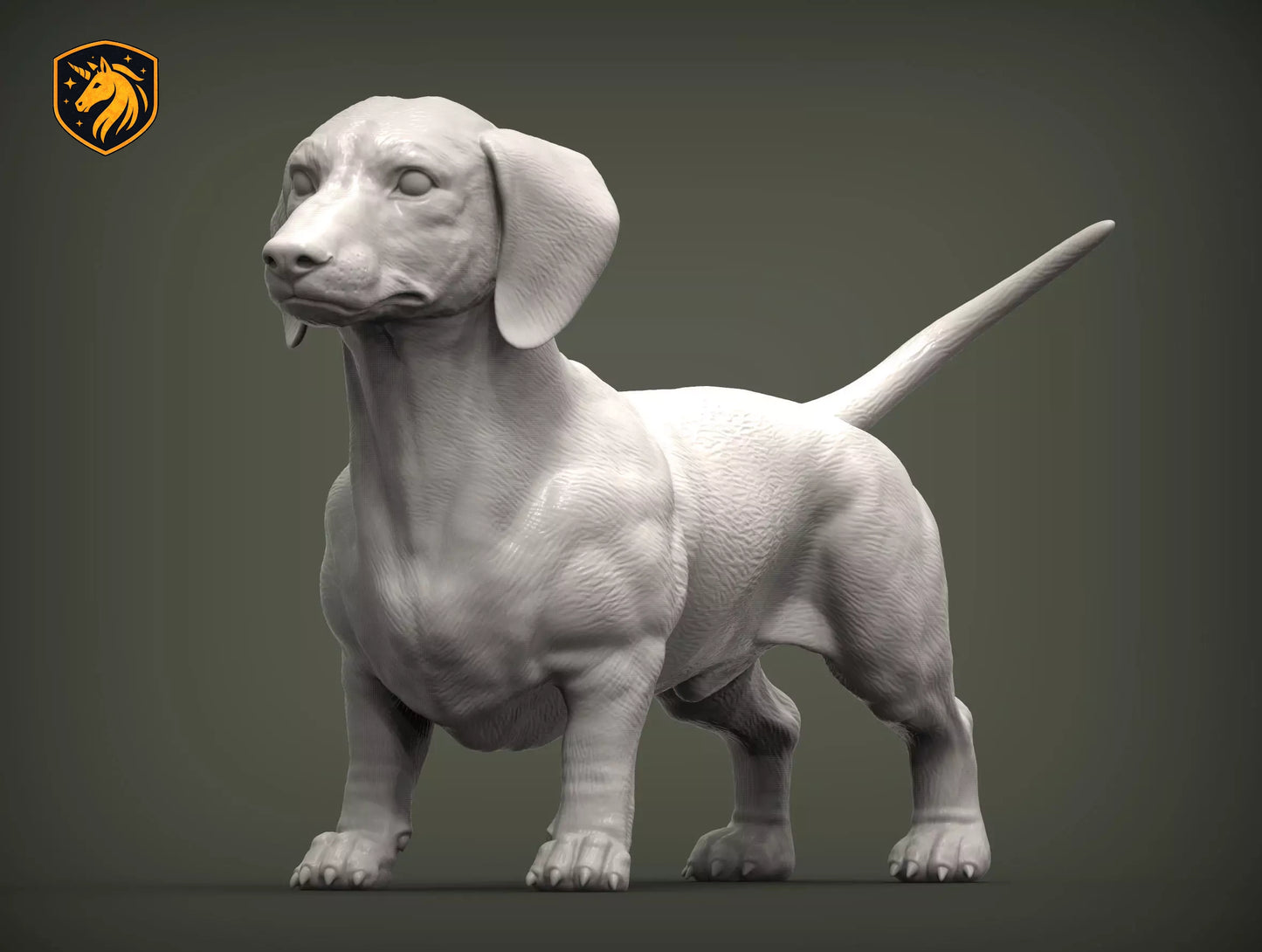 Dachshund (Standing Pose) – Unpainted ABS Resin Model | Realistic Dog Sculpture