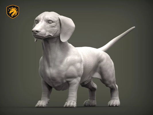 Dachshund (Standing Pose) – Unpainted ABS Resin Model | Realistic Dog Sculpture