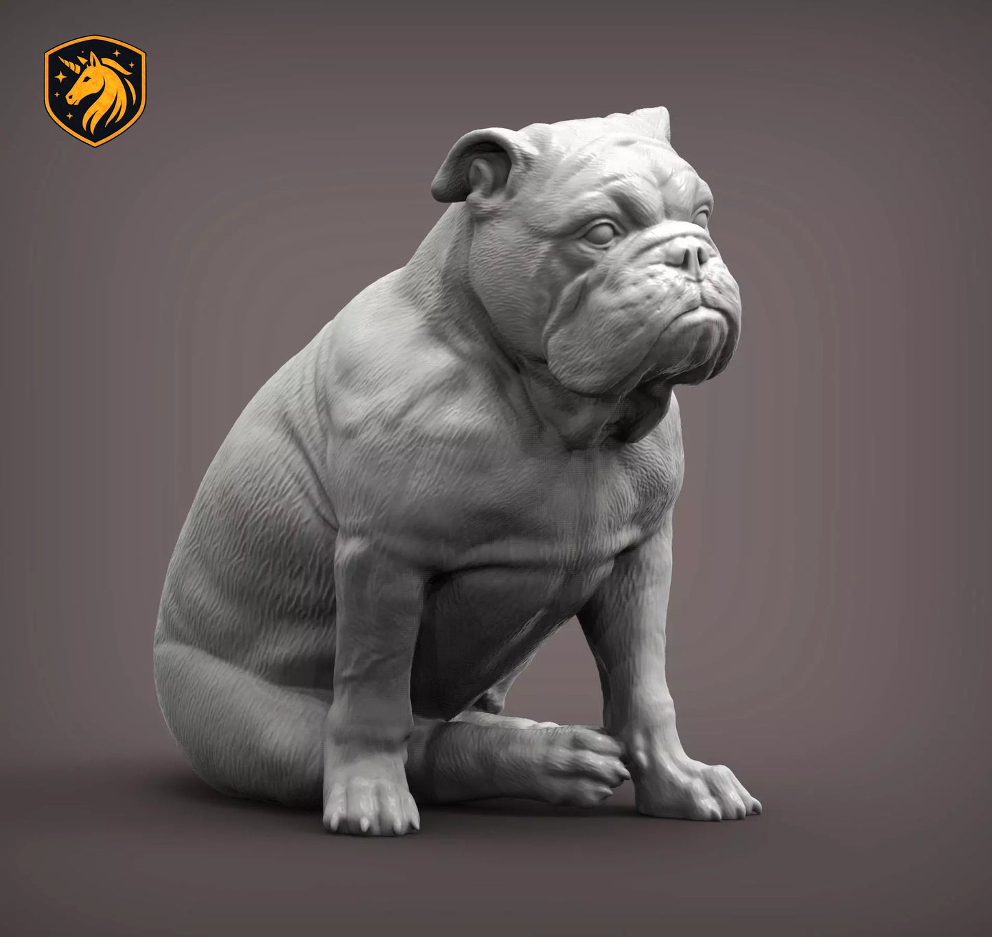 English Bulldog (Sitting Pose) – Unpainted ABS Resin Model | Realistic Dog Sculpture