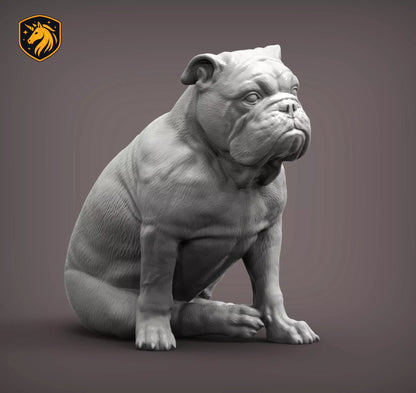 English Bulldog (Sitting Pose) – Unpainted ABS Resin Model | Realistic Dog Sculpture